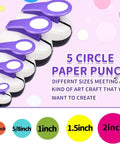 Dope Circle Hole Punch Kit For Scrapbooking And Card Making With Five Circle Sizes 2 Inch 1.5 Inch 1 Inch 5/8 Inch And 3/8 Inch