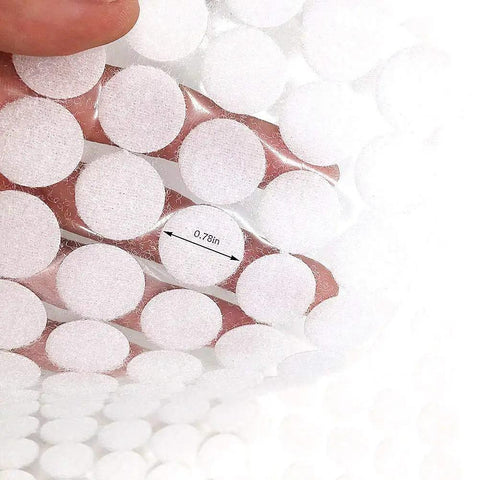 Self Adhesive Nylon Hook and Loop Dots 1100 Pieces 550 Pairs 0.59 Inch Diameter Waterproof Sticky Back Dots for School Classroom Office and Home White