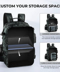 50L Fishing Tackle Backpack With Removable Bait Binder And Four Tackle Boxes Two Rod Holders Interchangeable Storage System