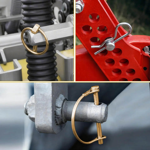 Heavy Duty Hitch Pins And Clips Kit With R Clips, Cotter Pins, Lynch Pins And PTO Pins For Tractor, Trailer, Truck, Lawn Mower And Farm Equipment, 242 Piece Assortment For 3 Point Hitch Accessories installed on machinery