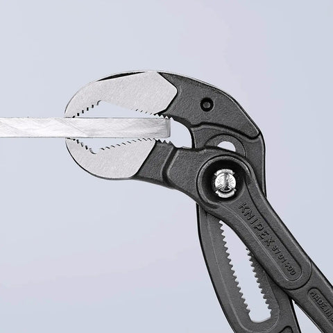 Water Pump Pliers Cobra XL 400 Mm Self Locking With Quick Push Button Adjustment And Fine Tuning Grips Nuts Up To 95 Mm And Pipes Up To 90 Mm For On The Job Beefy Grip And Lightweight Chromium Vanadium Steel Heavy Duty Pipe Wrench