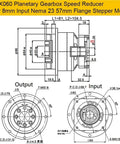 Heavy Duty Planetary Gearbox With Helical Gears And Flange Output Speed Reducer For Nema Stepper Servo Units 40 To 1 Reduction 24Mm Input Shaft Built Tough dimensions and design blueprint.