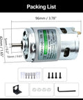 High Torque 12V 775 DC Motor With Double Ball Bearings And Built In Cooling Fan 10000 To 20000 RPM CW CCW Control round shaft