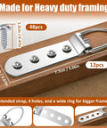 Heavy Duty Picture Hanging Hooks Set 12 Pcs D Ring Wall Hangers for Frames Mirrors and Canvas Art Stainless Steel Bulk Hardware Includes 48 Screws and Bubble Level for Easy Gallery Wall Mounting, 3.06in strap