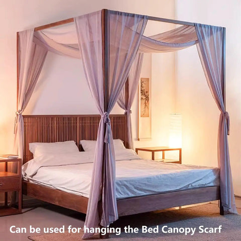Heavy Duty White Canopy Bed Frame Posts For Twin Size Beds With Sturdy Metal Corner Brackets For A Major Bedroom Glow Up And Smooth Installation That Truly Takes Care Of Business in a cozy bedroom.