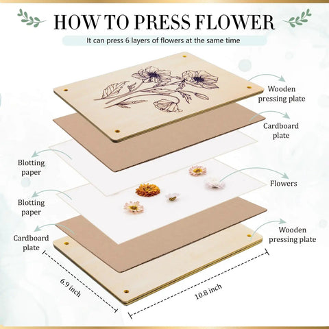 6 Layer Flower Press Kit For Adults With About 12 By 7 Inch Plates To Press Flowers Leaves And Herbs DIY Flower Preservation