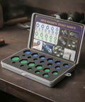 Dope 23 Piece Socket Adapter Kit With Labeled Case For Garage Work Holds Fasteners Securely Perfect For DIY Builds And Mechanic Repairs To Keep Your Tools Organized And Ready When You Hit The Road Or Shop Floor., open case with 23 magnetic socket inserts in foam tray