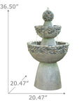 Outdoor Three Tier Zen Style Pedestal Water Fountain With Stone Trim And Pump Two Point Six Four Gallon Capacity Stone Gray