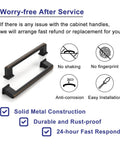 10 Pack 5 Inch Hole Centers Oil Rubbed Bronze Cabinet Pulls features, including anti-corrosion and easy installation.