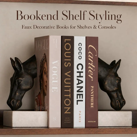 Luxe Large Faux Decorative Books Set 4 Pieces Cardboard Foldable Props For Photography And Home Staging bookend display
