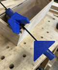 Fast 90 Degree Corner Clamp Adapter For Woodworking, Quick Change Jig with Quick Grip Bar Clamps holding a wooden box