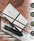Super Heavy Duty Electric Stair Climber Cart With 440 LB Max Load Capacity And 600W Motor moving a fridge up stairs using rubber tracks.