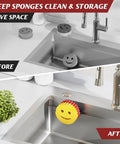 Cool Kitchen Sink Sponge Holder With Suction Cup Self Draining Caddy For Stainless Steel Sinks Rust Proof SUS 304 in sink view