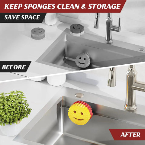 Cool Kitchen Sink Sponge Holder With Suction Cup Self Draining Caddy For Stainless Steel Sinks Rust Proof SUS 304 in sink view