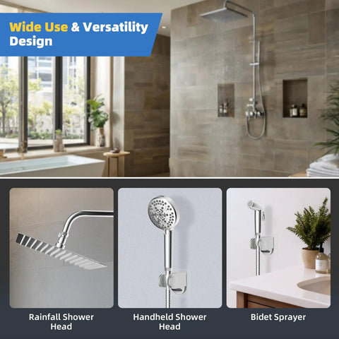 All Metal Shower Flow Control Valve With Brass Shut Off And Metal Lever, G One Half Inch Thread, Water Regulator For Handheld Shower Or Bidet Sprayer, Chrome Finish, Durable Brass Body, Easy Water Volume Control for shower, handheld, bidet