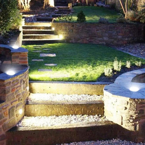 Low Voltage Landscape Well Lights 12W 12 To 24V AC DC In Ground Garden Lights 8 Pack 5000K Daylight Ultra Bright for steps.