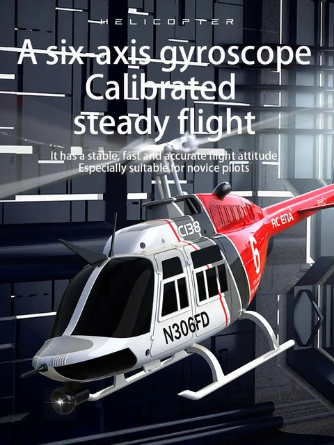 C138 RC Helicopter 2.4G 6CH 6-Axis Gyro Altitude Hold Ready To Fly RTF With 3D Roll For Newbies And Outdoor Fun Stable Durable