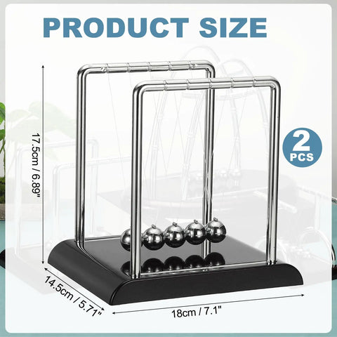 Two Pack Newtons Cradle Pendulum Desk Toy With Five Balance Balls Gravity Ball Office Decor Cool Physics Toy For Adults Men