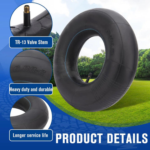 Heavy Duty 15x6.00-6 Inner Tube With TR-13 Straight Valve for Lawn Mowers, Ride-On Mowers, Go-Karts in outdoor setting
