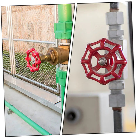 Heavy Duty Ball Gate Valve Handle Set 10 Pcs Durable Hand Wheels Red on water and gas lines for fluid control