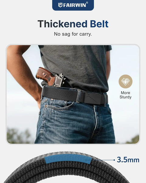 Nylon Ratchet Belt For Men With Adjustable Buckle, Durable Webbing Belt For Golf, Tactical And Casual Wear, Fits Waist 36 To 42 Inches, 49 Inch Length, Easy On And Off One Click Ratchet Buckle