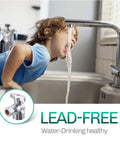 Built Tough Lead Free Brass Quick Twist Angle Shut Off Valve Two Pack Smooth Chrome Plated Finish 1/2 Inch Fip connects to 3/8 Inch Compression in use.