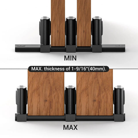 Sliding Closet Door Floor Guide With Adjustable Bottom Guide And 3 Roller System For Bypass And Barn Doors In Black Finish