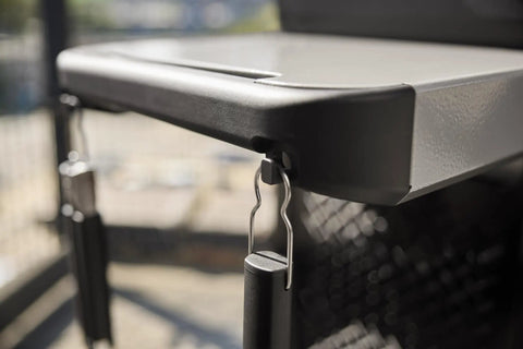 Close-up of black finish detail on Propane Grill For Outdoor Cooking And BBQ With 2 Burners Black Finish Porcelain-Enameled Cast Iron Grates