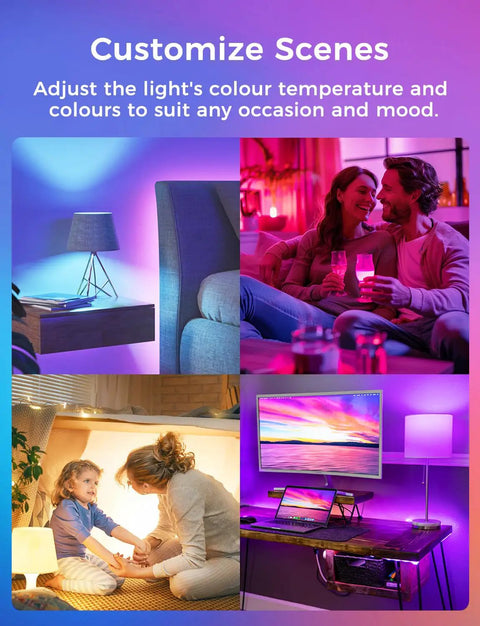 Smart LED Bulbs 2 Pack Works With Apple HomeKit Siri Alexa Google Assistant RGBWW Color Changing Dimmable 9W 810 Lumens