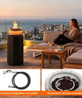 Outdoor Patio Heater And Smokeless Fire Pit 2 In 1 Propane Heater With 56,000 BTU by evening terrace, hose and stones included