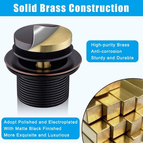 Beefy Brass Bath Tub Drain Kit With Tip-Toe Drain Assembly And Two-Hole Overflow Faceplate In Oil Rubbed Bronze close-up