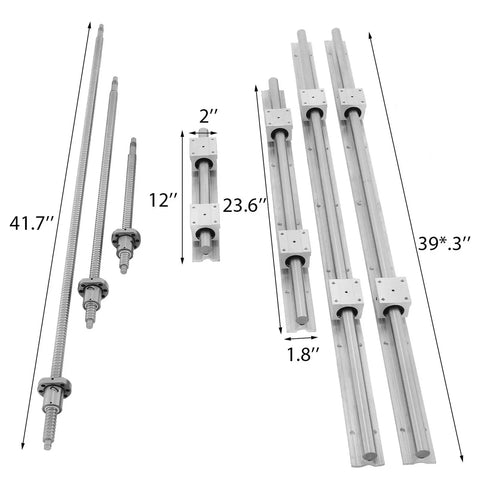 All In One CNC Linear Rail Kit With Three RM1605 Ball Screws And SBR20 Rails 300 600 1000 mm Includes BK BF12 Blocks And Six