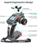 Beefed Up 7 Channel RC Transmitter With Waterproof Gyro Receiver featuring ergonomic design and labeled controls for convenient use.