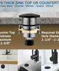 Garbage Disposal Air Switch Kit With All Metal Construction UL Listed Sink Top On Off Button For Food Waste Disposers Matte Black Finish Easy Install Works With Kohler Moen Delta Faucets shown on a marble countertop.