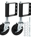 Beefy Heavy Duty Gate Wheel Set 4 Inch Spring Loaded Caster For Wooden Gates With Rubber Wheel And Universal Mount Plate