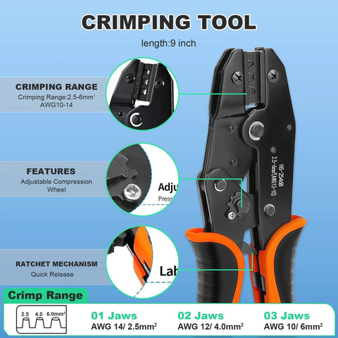 Must Have All In One Solar Crimping Kit With 30 Pairs MC4 Connectors For 14 To 10 AWG Wiring crimping tool diagram
