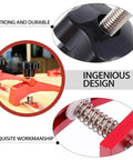 Aluminum T Track Hold Down Clamp for Woodworking, Heavy Duty Workholding Tool with ergonomic grip shown in detailed close-up image