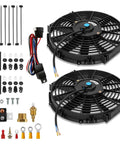 Upgrade Your Whip Fast With This Beast Mode Dual Electric Radiator Cooling Fan And Switch Relay Kit Universal Drop In Fit For Tight Engine Bays Slim Profile Mod Ready To Keep Things Chillin Out, featuring dual 10 inch fans and wiring kit.