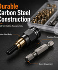 Close-up of Zero Hassle Carbon Steel Rivet Nut Tool Set Loaded With M3 Through M8 Metric Heads showcasing the M6 hex bit and carbon steel body.