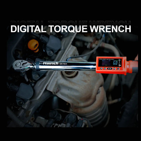 Digital 3/8 Inch Torque Wrench With Five Modes And Auto Buzz, 5 to 100 ft-Lb And 0 to 135 Nm Range, 2 Percent Accuracy in use on engine