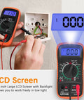 Go-To DIY Ready Multimeter Volt Meter 2000 Counts Digital Tester showing backlit LCD display in use