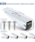 4 Pack Door Droop Support Wheels Set For Sliding Doors Cabinets And Furniture Stability Stainless Steel And Nylon Bottom Track Pulleys with screws