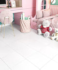 Room with 30 Pack Peel And Stick Vinyl Floor Tiles White 12X12 In Self Adhesive Waterproof Laminate Tiles, pink decor, teddy bears