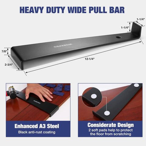Laminate Flooring Installation Kit 44 Pack Pro Grade With Fiberglass Mallet And 10 Inch Precise Contour Gauge For Easy DIY Flooring Laying And Durable Vibration Resistant Tools, 12-1/4in pull bar
