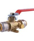 Half Inch Ball Valve With Drain Vent And Mounting Tab Push To Connect Brass Plumbing Fitting For PEX Copper CPVC PE RT HDPE Pipes