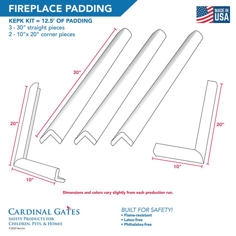 Kid Safe Large Hearth Pad Kit For Baby Proofing Your Fireplace With Adhesive Backed Bumpers 12.5 Feet Of Padding Includes 3 Straight Pieces And 2 Corner Pieces Made In The USA Brown