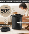 Compression Travel Laundry Bag For Dirty Clothes That Packs Down Over Fifty Percent On The Go Pump Free Wet Dry Organizer