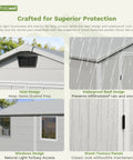 Resin Outdoor Storage Shed With Floor, Lockable Door And Window, Weather-Resistant 6X8 Ft Garden Shed showcasing vent, roof, window features