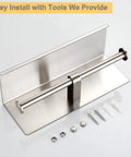 Toilet Paper Holder With Shelf Brushed Nickel Double Head Tissue Roll Holder 304 Stainless Steel Wall Mount For Bathroom Rustproof