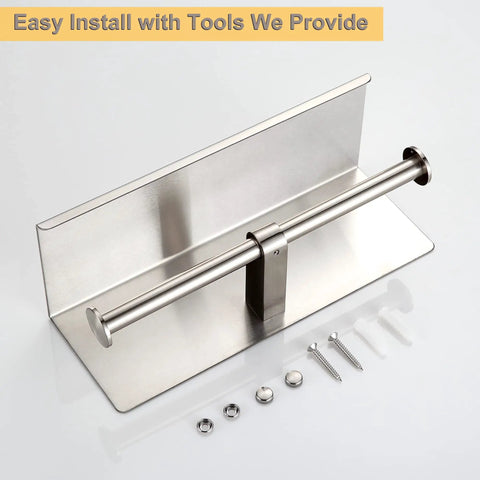 Toilet Paper Holder With Shelf Brushed Nickel Double Head Tissue Roll Holder 304 Stainless Steel Wall Mount For Bathroom Rustproof